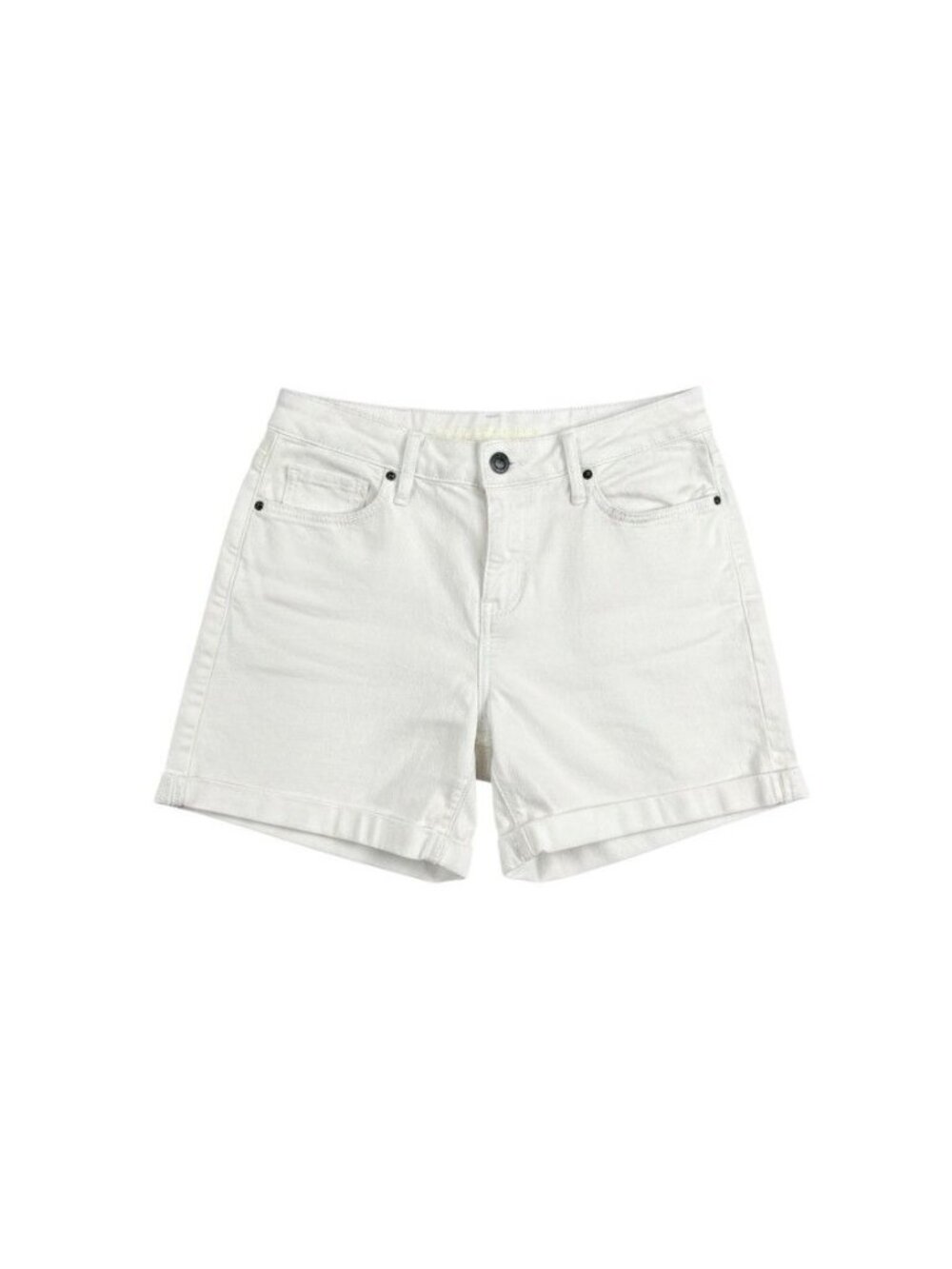 Calvin Klein Jeans Womens White Denim Shorts Cuffed Hem W27